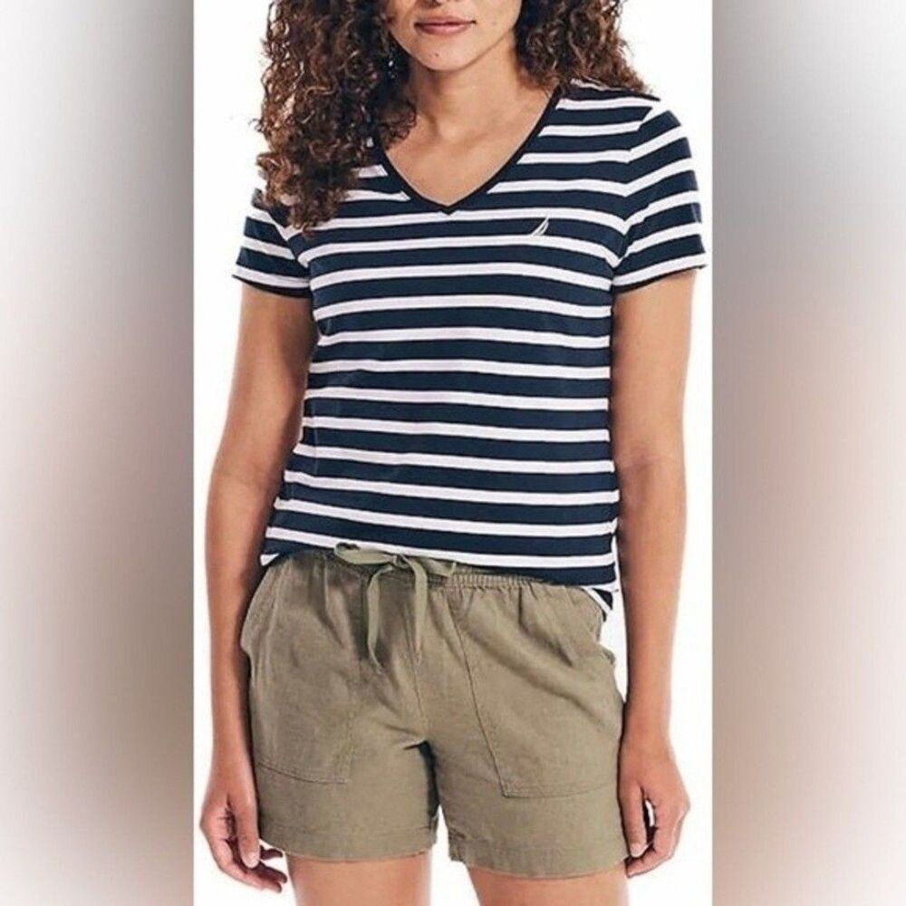 Nautica Women's V-Neck Short Sleeve Logo Tee Size XL